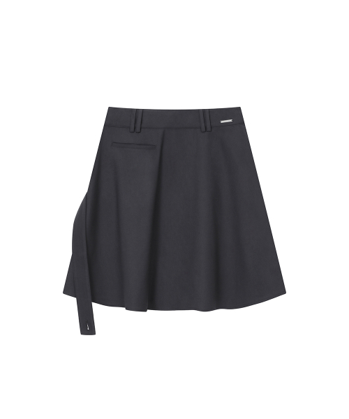 Diagonal belted midi skirt CHARCOAL