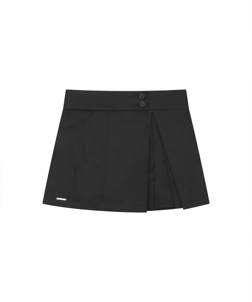 Hidden layered pleats mini skirt BLACK