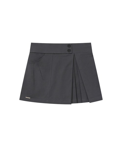 Hidden layered pleats mini skirt CHARCOAL