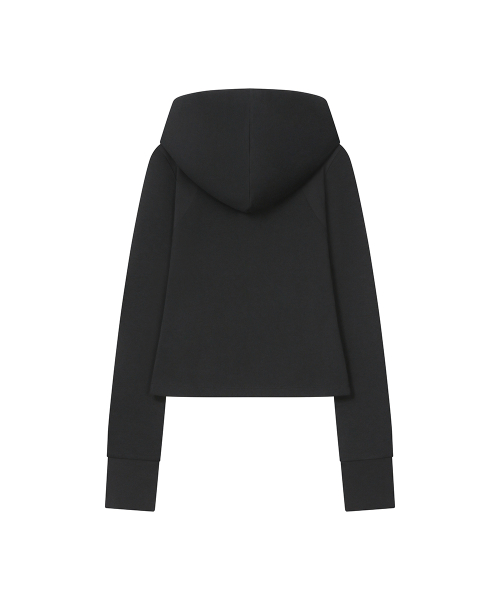 Double placket slim hoodie BLACK