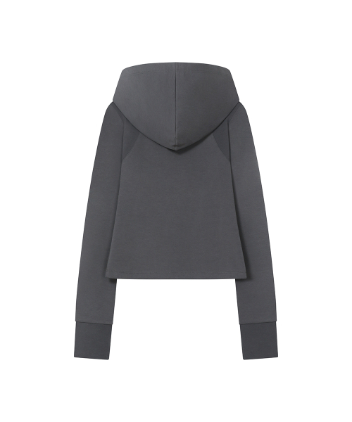 Double placket slim hoodie CHARCOAL