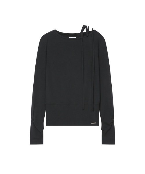 Boat Neck String long sleeve BLACK