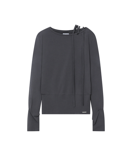 Boat Neck String long sleeve CHARCOAL