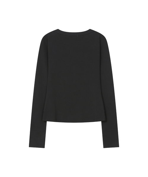Layered placket long sleeve BLACK