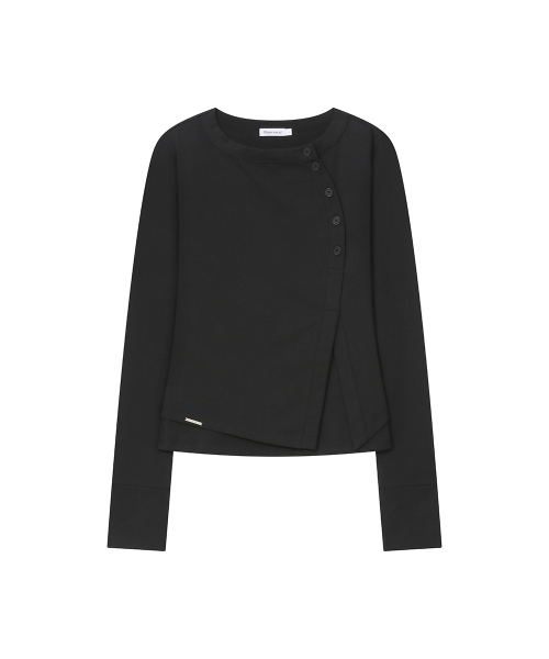 Layered placket long sleeve BLACK