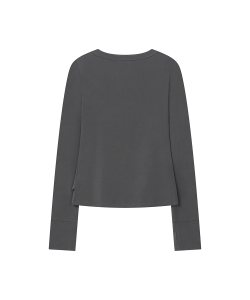 Layered placket long sleeve CHARCOAL