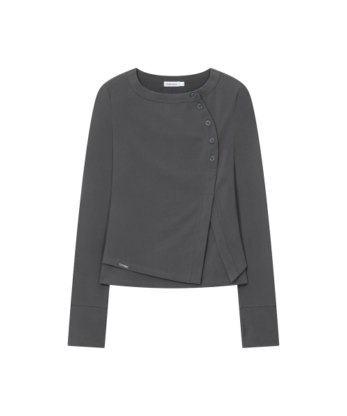 Layered placket long sleeve CHARCOAL
