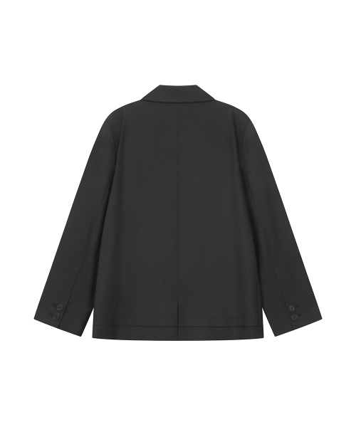 Layered placket blazer BLACK