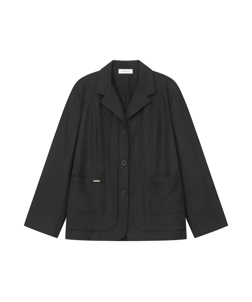Layered placket blazer BLACK