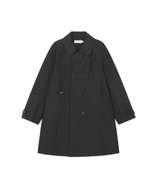 Double button pleats trench coat BLACK