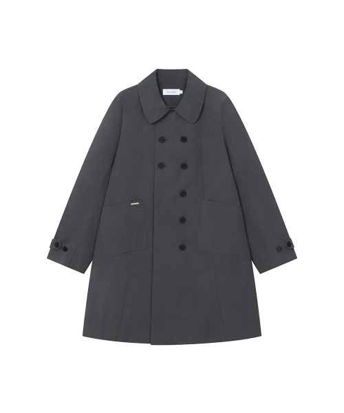Double button pleats trench coat CHARCOAL