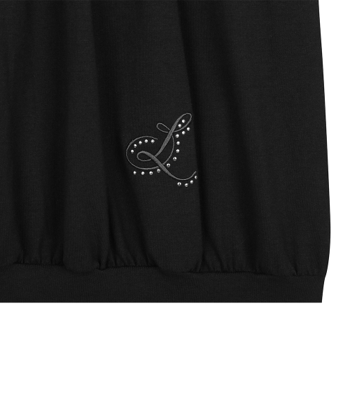 RL BALLOON SHIRRING TOP(BLACK)