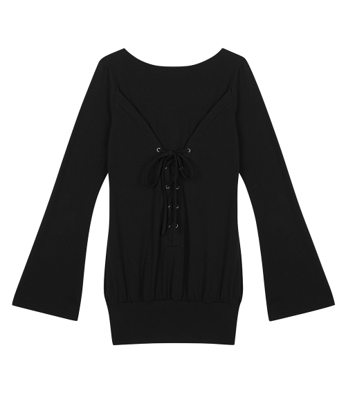 RL BALLOON SHIRRING TOP(BLACK)