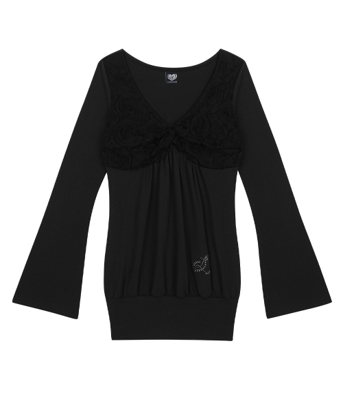 RL BALLOON SHIRRING TOP(BLACK)