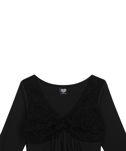 RL BALLOON SHIRRING TOP(BLACK)