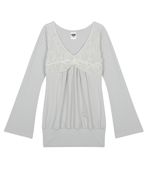 RL BALLOON SHIRRING TOP(BEIGE)