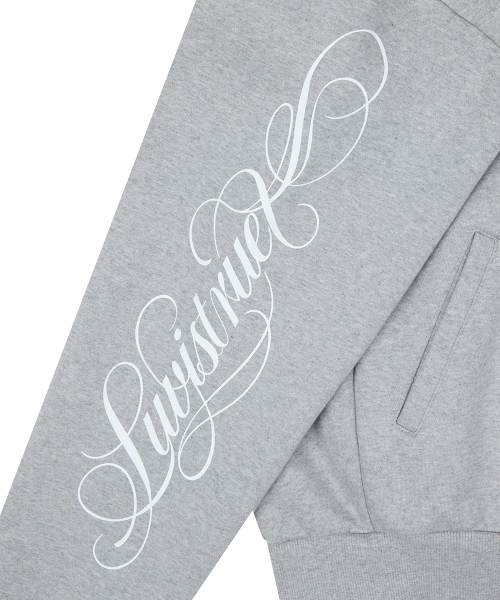 RL CROSS LETTERING FUR HOOD ZIP UP(GRAY)