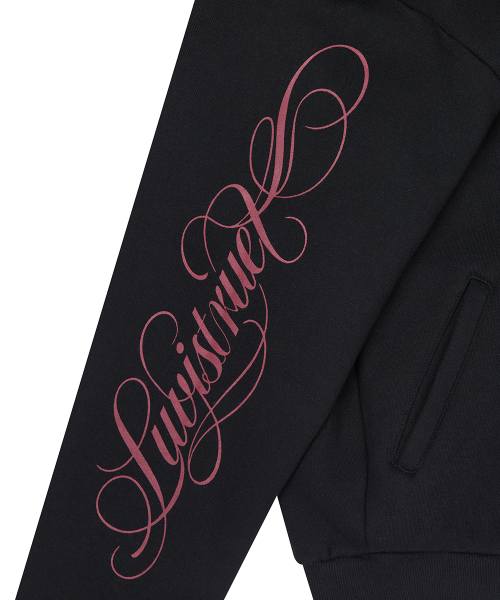 RL CROSS LETTERING FUR HOOD ZIP UP(BLACK)