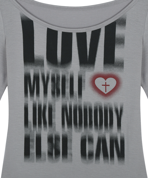 RL DISTORTED LETTERING TEE(GRAY)
