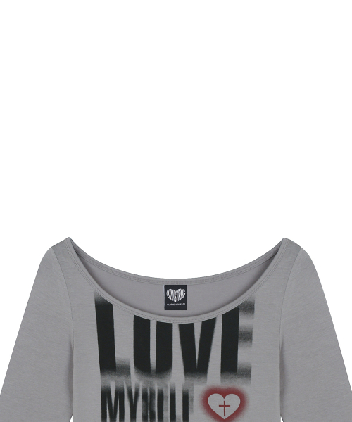 RL DISTORTED LETTERING TEE(GRAY)