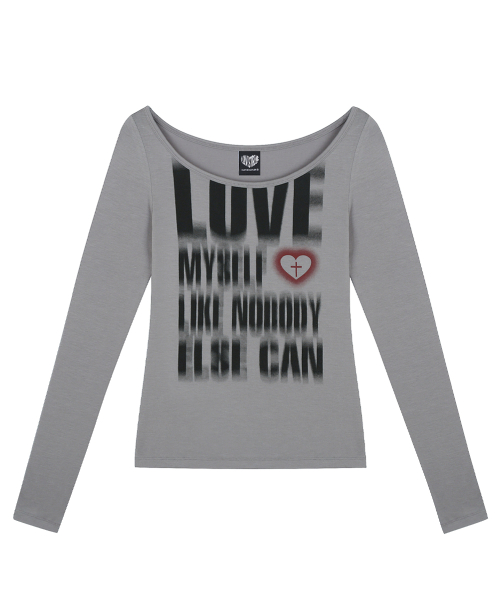 RL DISTORTED LETTERING TEE(GRAY)