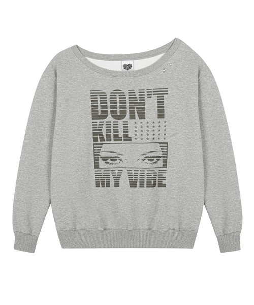 RL EYELET ONE SHOULDER SWEATSHIRT(GRAY)