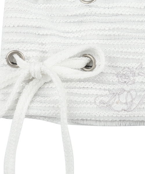 RL EYELET STRING BEANIE(WHITE)