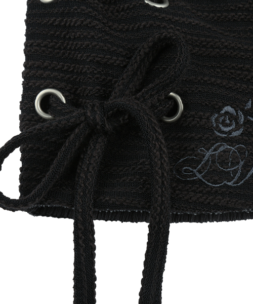 RL EYELET STRING BEANIE(BLACK)