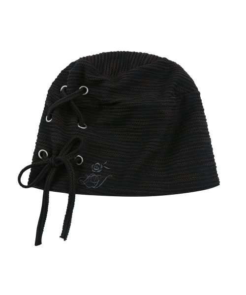 RL EYELET STRING BEANIE(BLACK)