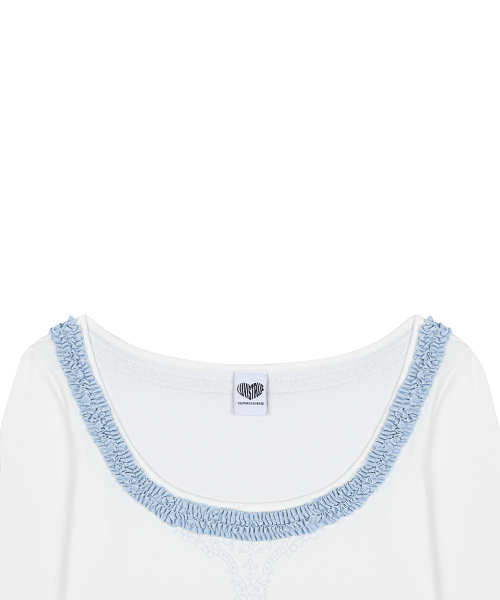 RL FRILL SLEEVE TEE(WHITE)