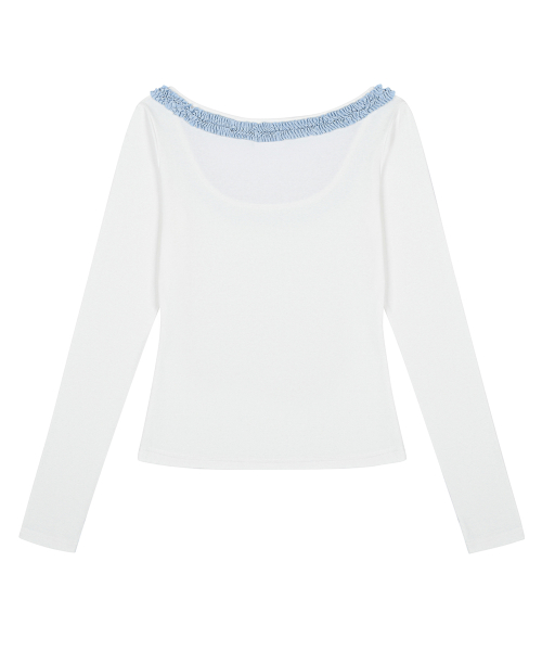 RL FRILL SLEEVE TEE(WHITE)