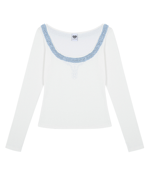 RL FRILL SLEEVE TEE(WHITE)