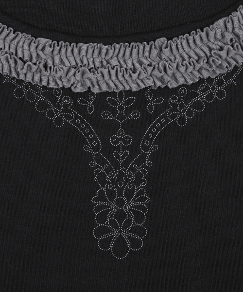 RL FRILL SLEEVE TEE(BLACK)