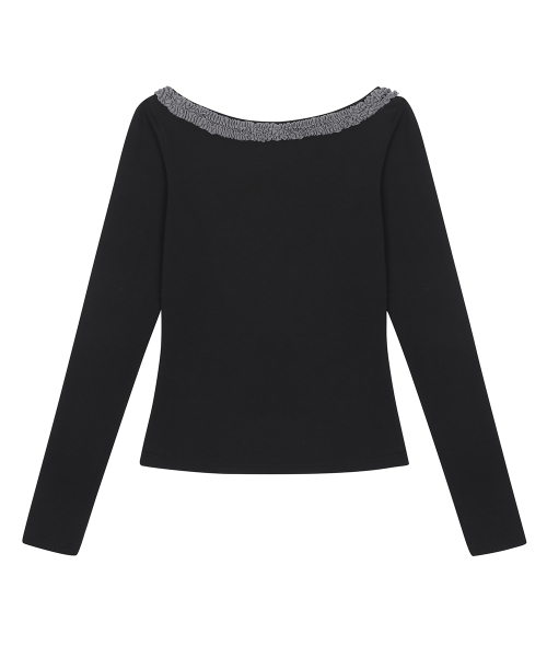 RL FRILL SLEEVE TEE(BLACK)