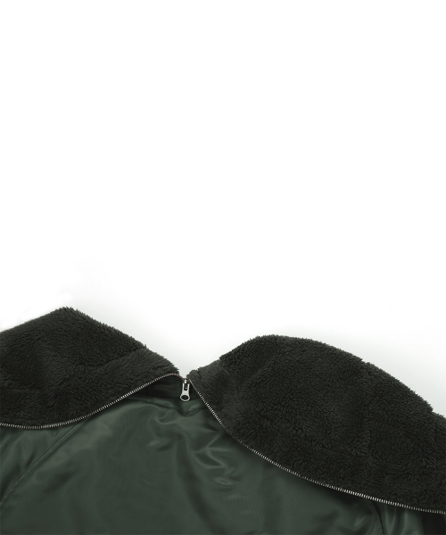 RL FUR TRIM PATCH BOMBER JACKET(KHAKI)
