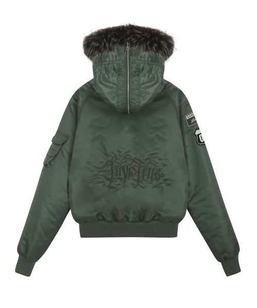 RL FUR TRIM PATCH BOMBER JACKET(KHAKI)