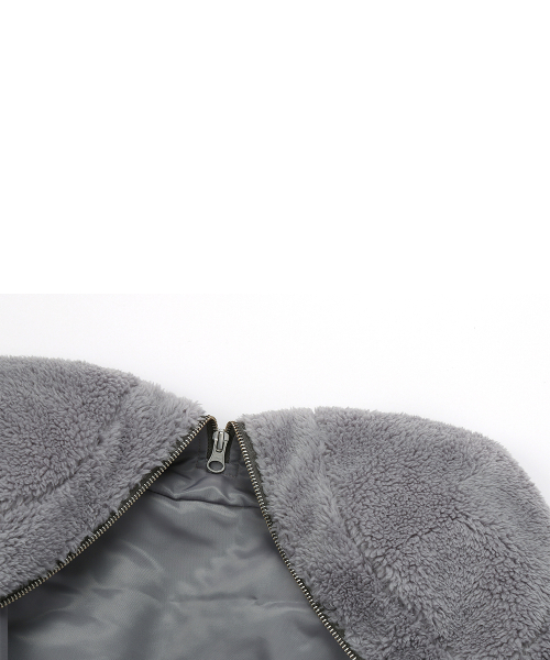 RL FUR TRIM PATCH BOMBER JACKET(GRAY)