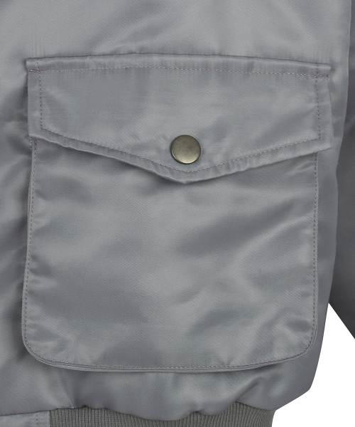 RL FUR TRIM PATCH BOMBER JACKET(GRAY)