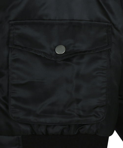 RL FUR TRIM PATCH BOMBER JACKET(BLACK)