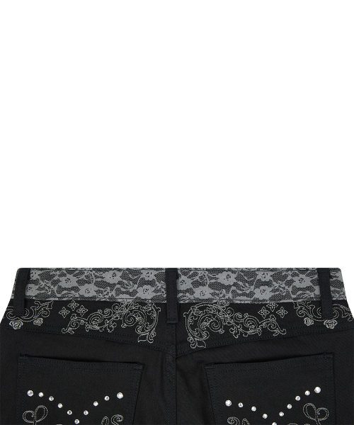 RL LACE LOW RISE PANTS(BLACK)