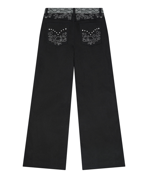 RL LACE LOW RISE PANTS(BLACK)