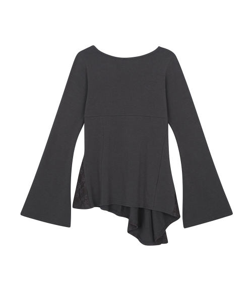 RL LAYERED LACE TEE(CHARCOAL)