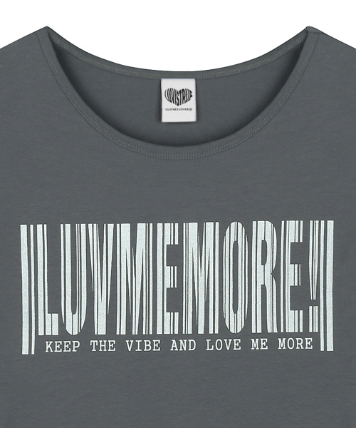 RL LUVMEMORE SHIRRING TEE(CHARCOAL)