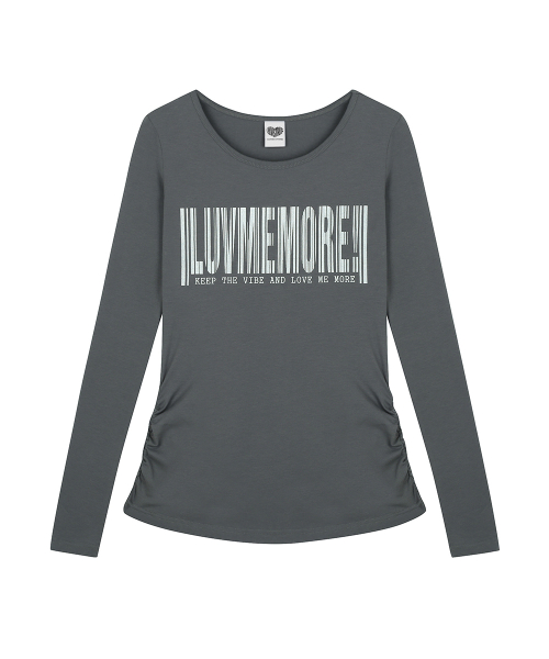 RL LUVMEMORE SHIRRING TEE(CHARCOAL)