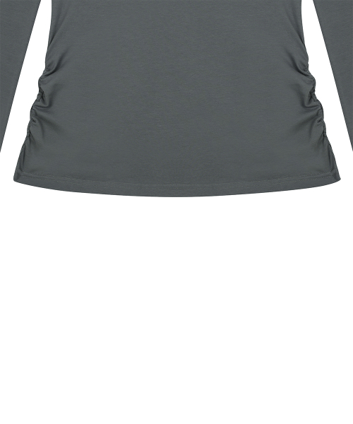 RL LUVMEMORE SHIRRING TEE(CHARCOAL)