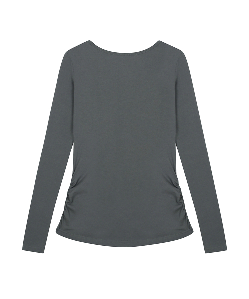RL LUVMEMORE SHIRRING TEE(CHARCOAL)