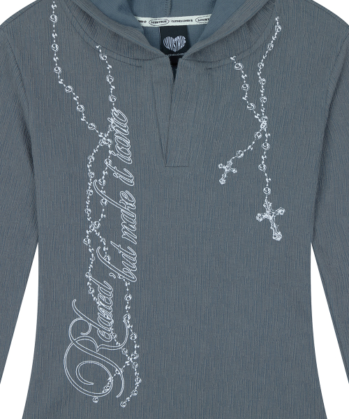 RL ROSARY HOOD T-SHIRT(CHARCOAL)