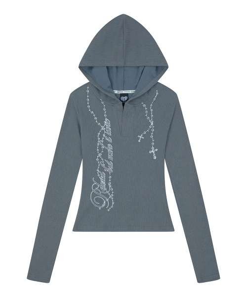 RL ROSARY HOOD T-SHIRT(CHARCOAL)