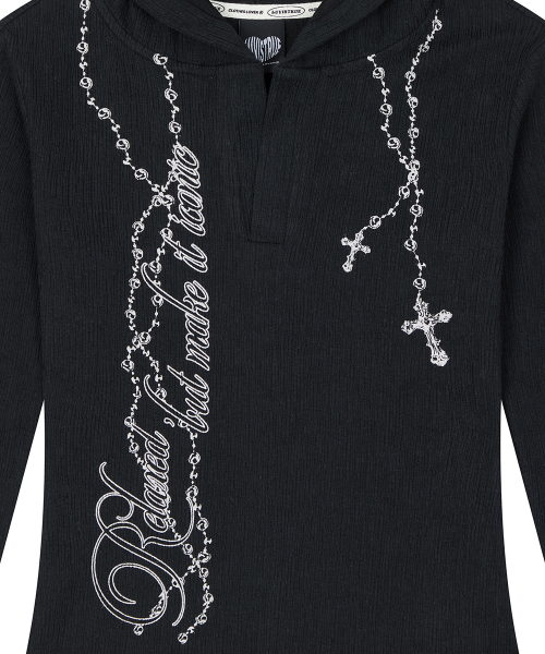 RL ROSARY HOOD T-SHIRT(BLACK)