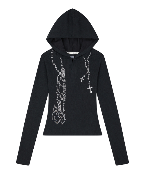 RL ROSARY HOOD T-SHIRT(BLACK)